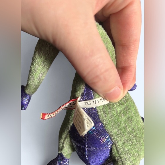 Douglas Dragon Plush Green 8" Purple Sparkle Glitter Wings - Picture 3 of 4